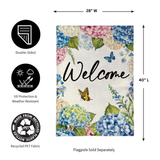 ‘Hydrangea & Butterfly’ Burlap Decorative Flag