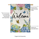 ‘Hydrangea & Butterfly’ Burlap Decorative Flag