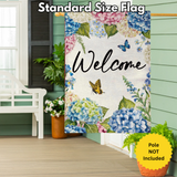 ‘Hydrangea & Butterfly’ Burlap Decorative Flag