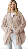 HEIMISH Basic Collar Ribbed Button Down Shacket Top, Assorted Colors
