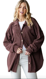 HEIMISH Basic Collar Ribbed Button Down Shacket Top, Assorted Colors