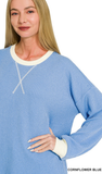 Zenana Ribbed V-Stitch Neck Pullover, Assorted Colors