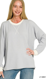 Zenana Ribbed V-Stitch Neck Pullover, Assorted Colors