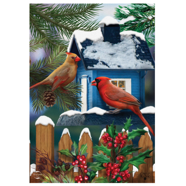 ‘Snow Day Cardinals’ Decorative Flag