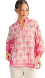 JODIFL Boho Floral Puff Short Sleeve Top in Pink