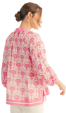 JODIFL Boho Floral Puff Short Sleeve Top in Pink