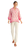 JODIFL Boho Floral Puff Short Sleeve Top in Pink