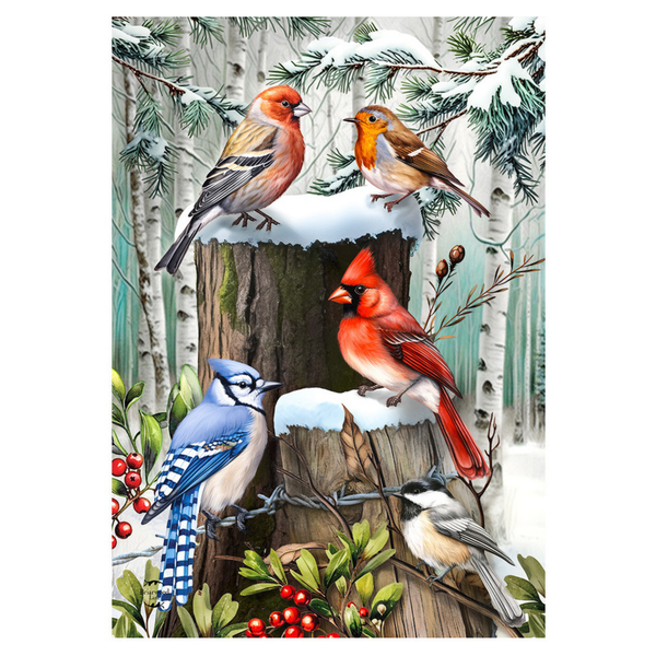 ‘Winter Woodland Bird’ Decorative Flag