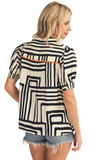 JODIFL Boho Geo Puff Sleeve Top in Black