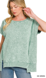 ZENANA French Terry Halo Snow Washed Top, Assorted Colors