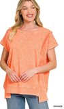 ZENANA French Terry Halo Snow Washed Top, Assorted Colors