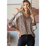 7th Ray Animal Print V-Neck Pullover
