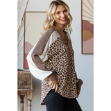 7th Ray Animal Print V-Neck Pullover