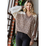 7th Ray Animal Print V-Neck Pullover