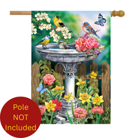 ‘Birdbath In Bloom’ Decorative Flag