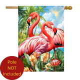 ‘Pair of Flamingos’ Decorative Flag