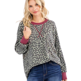 7th Ray Ribbed Animal Print Top, Assorted Colors