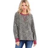 7th Ray Ribbed Animal Print Top, Assorted Colors