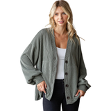 7th Ray Ribbed Balloon Sleeve Cardigan, Assorted Colors