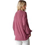 7th Ray Ribbed Balloon Sleeve Cardigan, Assorted Colors