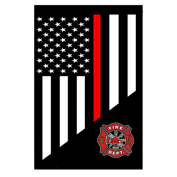 Fire Dept. Red Stripe with Emblem’ Decorative Flag