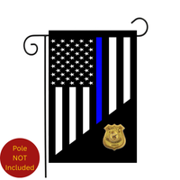 ‘Police Blue Stripe with Badge’ Decorative Flag