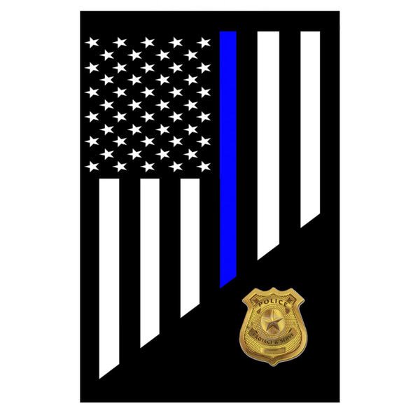 ‘Police Blue Stripe with Badge’ Decorative Flag