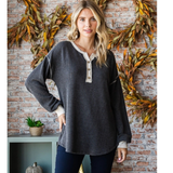 7th Ray Ribbed Button Front Top, Assorted Colors