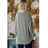 7th Ray Ribbed Button Front Top, Assorted Colors