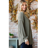 7th Ray Ribbed Button Front Top, Assorted Colors