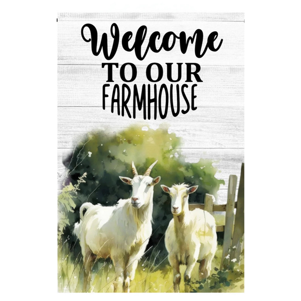 ‘Welcome to Our Farmhouse Goats’ Decorative Flag