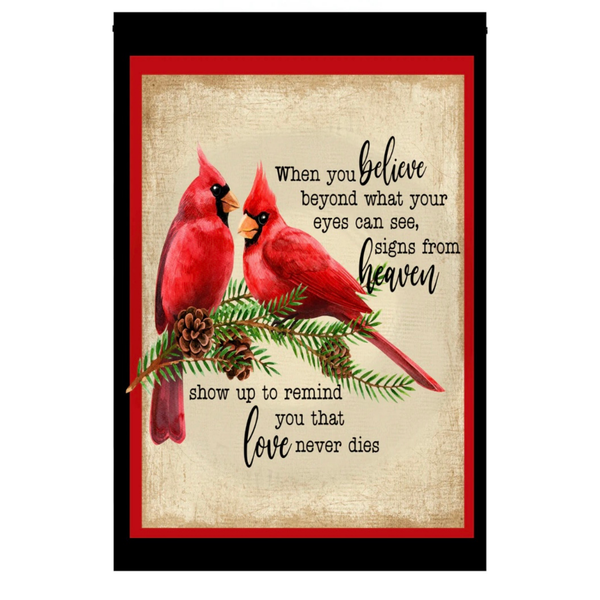 ‘When You Believe / Two Cardinals’ Decorative Flag