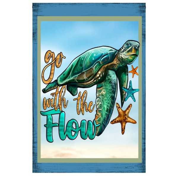 ‘Go With The Flow Turtle’ Decorative Flag