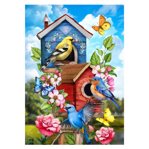 ‘Floral Birdhouses’ Decorative Flag