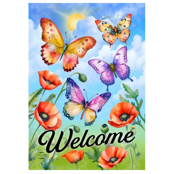 Butterflies and Poppies’ Decorative Flag
