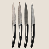 DEEJO 4 Serrated Steak Knives ‘Ebony Wood / Geometrie’