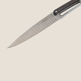DEEJO 4 Serrated Steak Knives ‘Ebony Wood / Geometrie’