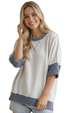 HAPTICS, Oversized ColorBlock Top in Ivory/Denim