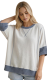 HAPTICS, Oversized ColorBlock Top in Ivory/Denim