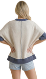 HAPTICS, Oversized ColorBlock Top in Ivory/Denim