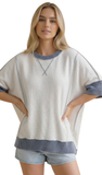 HAPTICS, Oversized ColorBlock Top in Ivory/Denim