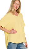 Zenana Woven Airflow V-Neck Short Sleeve Top, Assorted Colors