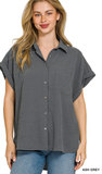 Zenana Woven Airflow Button Down Top, Assorted Colors