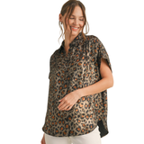 JODIFL Leopard Print Button Up Top