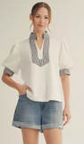 Jodifl Striped Contrast Top, Assorted Colors