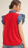 Jodifl Denim Ruffled Sleeve Top, Assorted Colors