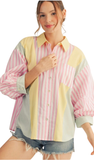 Jodifl Striped Mix Match Button Down Top