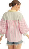 Jodifl Striped Mix Match Button Down Top