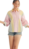 Jodifl Striped Mix Match Button Down Top