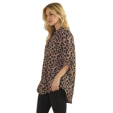 HEIMISH Button Sleeve Urban Rib Leopard Top
